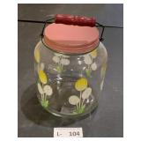 Vintage Anchor Hocking Glass Jar w/Handle Tulip