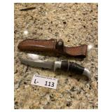 VIntage Leather Handle Hunting Knife