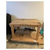 Rolling Wood Shop Table