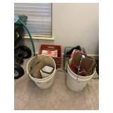 Buckets & Milk Crates w/Contents
