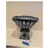 Blue White Ceramic Compote Decor