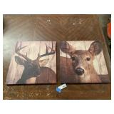 (2) Deer Wall Art approx 16 x 16