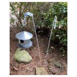 (2) Small Shephear Hooks & Small Metal Bird House