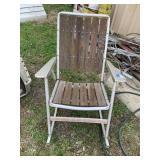 Vintage Aluminum Wood Rocking Lawn Chair