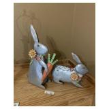 (2) Galvanized Rabbit Decor