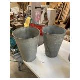 (2) VIntage Galvanized Sap Buckets