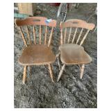 (2) Vintage Wooden Spindle-Back Dining Chairs