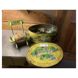 Vintage Metal Tin w/Sewing Supplies