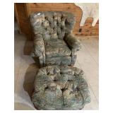 Wingback Recliner Chair & Ottoman Duck Print