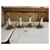 (4) Vintage Christmas Decor Lighted Candles