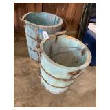 (2) Vintage Wood Ice Cream Maker Buckets
