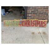 Merry Christmas Wood Sign on Cedar