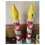 (2) Vintage Empire Candlestick Blow Molds Noel
