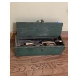 Vintage Wood Tool Box & Tools