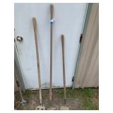 (3) Garden & Concrete Hoes