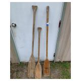 (3) Wood Boat Paddles