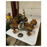 Vintage Chandelier Amber Glass Hobnail