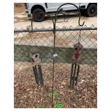 Wrought Iron Double Shepherd Hook w/2 Wind Chime