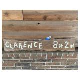 Wood "Clarence 8ft 2in" Sign Vintage Barn Wood