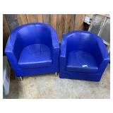 (2) Blue Arm Chairs - (1 no legs)
