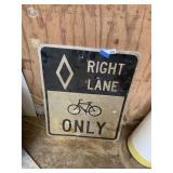 Retired Street Sign "Bicycle Right Lane Only"