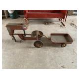 Antique Metal Pedal Tractor & Wagon Power Trac