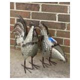 (2) Metal Chicken Decor