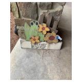 Wood Welcome Frog Sign