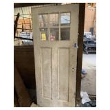 Antique Wood Door w/Glass Window