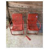 Pair Vintage Metal Lawn Chairs