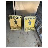 (2) Retired Metal Street Signs - STOP For Children