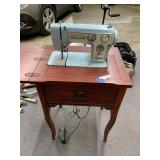 Vintage American Home Sewing Machine in Cabinet