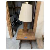 Wood Side Table & Table Lamp