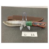 Damascus Style Knife & Sheath approx 3.5"