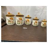 1963 Sears Merry Mushroom Canister Set