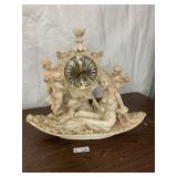 Vintage Mantel Clock Figural Lady & Cupids