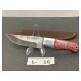 Damascus Style Knife & Sheath approx 3.5"