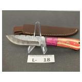 Damascus Style Knife & Sheath approx 3.5"