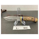 Damascus Style Knife & Sheath approx 2.5"