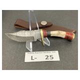 Damascus Style Knife & Sheath approx 2.5"