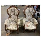 Pair Vintage Victorian Style Parlor Chairs
