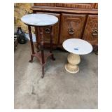 *(2) Round Marble Top Tables