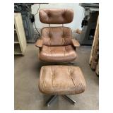 Eames Style Leather Lounge Chair & Ottoman
