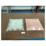 (2) MCM Square Glass Ceiling Mount Light Globe