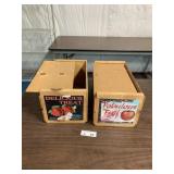 (2) Wood Vintage Apple Boxes Advertisement