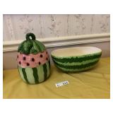 Watermelon Cookie Jar & Bowl