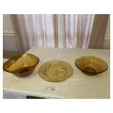 Amber Glass Bowls Plate