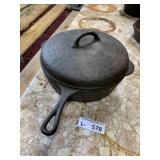 Vintage Cast Iron Hammered Chicken Fryer & Lid #8