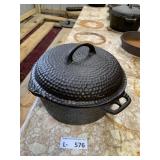 Vintage Cast Iron Hammered Dutch Oven & Lid