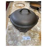 Vintage Cast Iron Hammered Dutch Oven & Lid